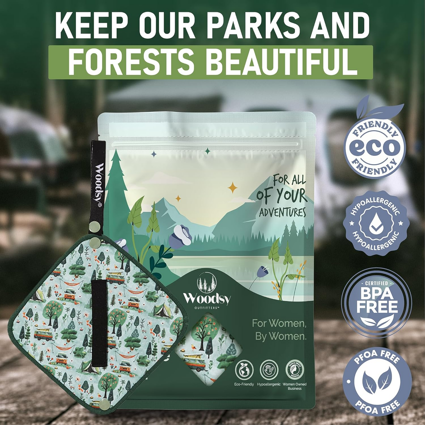 Silver-Infused Personal Hygiene Cloth – Reusable, Eco-Friendly Wipe for Women (Camper Van)